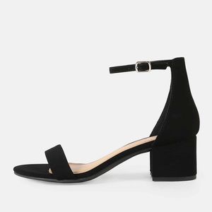 Nubuck Ankle Strap Low Heel Sandals